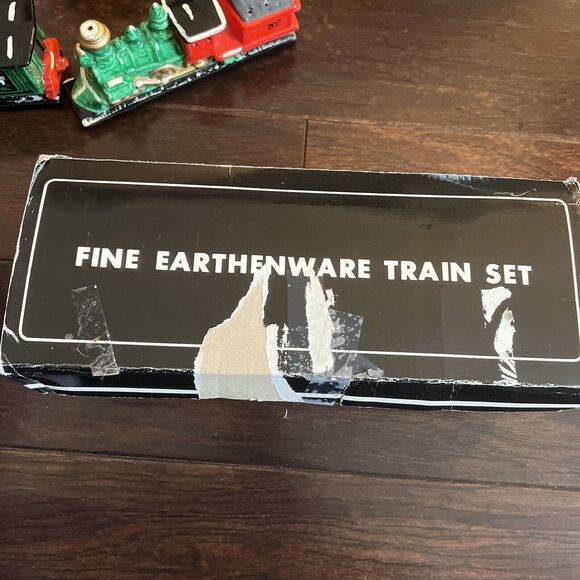 VTG KURT S ADLER, INC. FINE EARTHENWARE TRAIN SET Christmas Village NO CORD/BULB - Picture 12 of 14